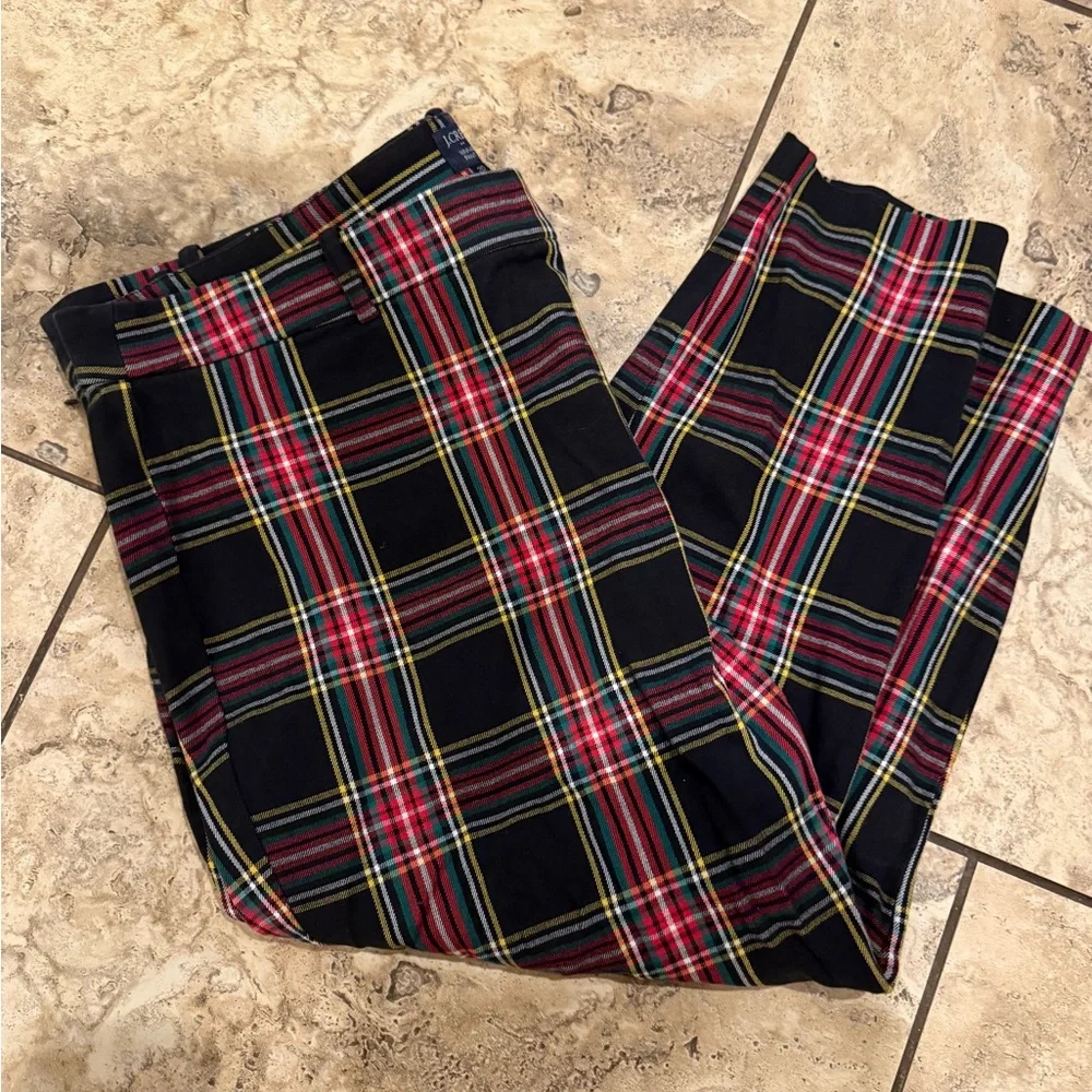 J. Crew Factory | Women's Black & Red Plaid Straight Leg Pants Size 20 - Picture 2 of 2